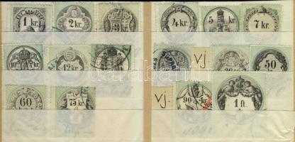 1868 Okmánybélyeg sor 16 db klf értéke