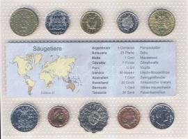 "Állatvilág" 10db klf pénzérme, egész világ, szettben T:1