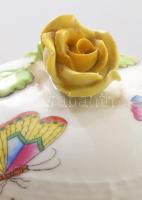 Herendi Viktória mintás cukortartó, rózsán némi pattogzással, jelzett, d: 9,5 cm