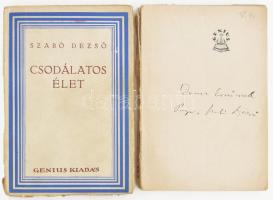 Szabó Dezső: Csodálatos élet I-II. köt. Regény két kötetben. A szerző, Szabó Dezső (1879-1945) író, kritikus, publicista által DEDIKÁLT példány! Bp.,én.,Genius, (Kunossy-ny.) Kiadói papírkötések, az I. kötet borítója hiányzik, a borító szakadt, kopott, a II. kötet borítója kopott, a gerincen kis szakadással.