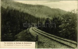 1916 Skole, Tor kolejowy ze Skolego do Hrebenowa / railway line, locomotive, train. Fot. Prof. K. Eljasz