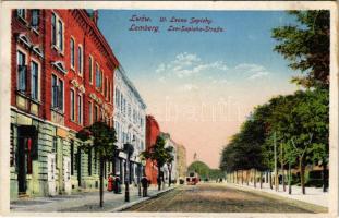 1915 Lviv, lwów, Lemberg; Ul. Leona Sapiehy / Leo-Sapieha-Straße / street view, tram (EK)