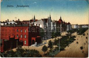 Szczecin, Stettin; Paradeplatz / square, tram (EK)