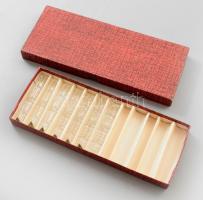 Antik ólomkristály késbak szett, hiányos, 7 darab, jelzett, dobozában, h: 9 cm