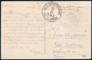 1917 Tábori posta képeslap K.u.K. KRIEGSMARINE / S.M. SCHIFF ASPERN , K.u.K. KRIEGSMARINE / S.M.S. MONARCH
