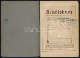 1933-1952 Deutsches Reich Arbeitsbuch + 1919 Tauf-Bescheinigung / Német Birodalmi Munkakönyv Eleonor...