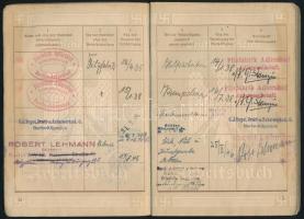 1933-1952 Deutsches Reich Arbeitsbuch + 1919 Tauf-Bescheinigung / Német Birodalmi Munkakönyv Eleonor...