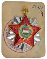 1966. "Szocialista Hazáért Érdemrend" zománcozott bronz kitüntetés mellszalag nélkül, "Népköztársaság Elnöki Tanácsa - Titkárság" pecséttel ellátott lapra erősítve T:AU  NMK 711