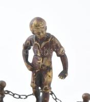 Fiú Réz szobor, márvány talapzatom, kopással, m: 14 cm