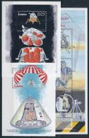 30 éve járt az első ember a Holdon kisív + blokkpár, Mankind stepped onto the Moon 30 years ago minisheet + block pair