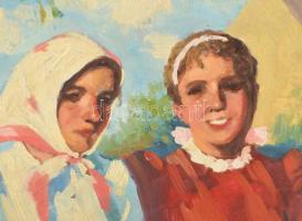 Parobek Alajos (1896-1947): Táncolók. Olaj, vászon, jelzett. Kissé sérült. Dekoratív fakeretben, 45,...