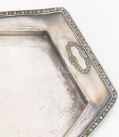 Argentor szecessziós ezüstözött alpakka tálca. Jelzett, kopással, 34x17 cm
