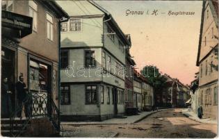 1911 Gronau, Hauptstrasse / main street, pharmacy, publisher's shop (W. Brunotte) (pinhole)