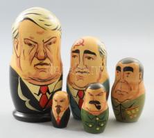 Jelcin, Gorbacsov, Brezsnyev, Sztálin, Lenin, stb. festett fa matrjoska babák 5-18 cm-ig