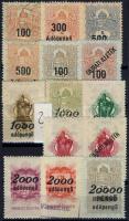 1944-46 Adópengő felülnyomott okmánybélyegek 14 db klf
