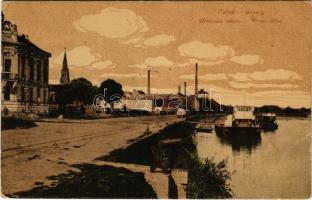 1918 Eszék, Essegg, Osijek; Dravska obala / Drau-Ufer / Dráva part. Marie Tremmel kiadása / riverside (gyűrődés / crease)