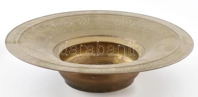 Indiai rézlemez kínáló, domborított mintával, d: 39 cm, m: 9 cm