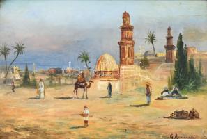G. Armenaki jelzéssel, XX. sz. eleje: Arab város.
Olaj, fa. Dekoratív, sérült, részben javított ker...
