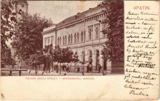 1901 Apatin, Polgári iskola, Gasz Mátyás üzlete és saját kiadása / school, publisher's shop (EK)