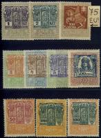 1921-23 Okmánybélyeg kiadás 10 db klf értéke eredeti gumival