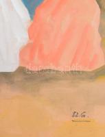 G jelzéssel: Társaság. Akvarell, papír. 52,5x33 cm. Üvegezett fakeretben