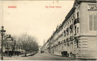 1910 Zagreb, Zágráb; Trg Franje Josipa / square, horse-drawn carriages (EK)
