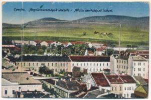 1919 Eperjes, Presov; Angolkisasszonyok intézete, Állami Tanítóképző intézet. Leporello 10 kis képpel / institutes. Leporellocard with 10 mini pictures + "TÁBORI POSTAHIVATAL 417"