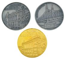 Fritz Mihály (1947-) 2004. "Budapesti Műszaki- és Gazdaságtudományi Egyetem / BME - A csatlakozás éve 2004" aranyozott PP emlékérem kapszulában (42,5mm) + DN "Budapesti Műszaki- és Gazdaságtudományi Egyetem / Építőmérnöki Kar - Vásárhelyi Pál" ezüstpatinázott bronz emlékérem kapszulában (42,5mm) + 2006. "IABSE Symposium 2006 - Műegyetem 1782 - Budapest, Hungary / Liberty Bridge" ezüstpatinázott bronz emlékérem sérült kapszulában (42,5mm) T:UNC,AU