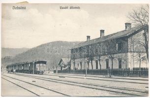 Dobsina, Dobschau; vasútállomás, vonat / railway station, train (EK)