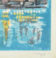 Hegyi György (1922-2002): Országház. Színes linómetszet, papír, jelzett, üvegezett fakeretben, 25×33...