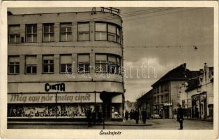 Érsekújvár, Nové Zámky; Cikta üzlet, rendőr / shoe store, shops, policeman (EK)