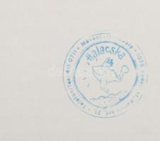 B. Hajdú László (1926-1988): Város a hegyek között. Vegyes technika, karton, jelzett. Dekoratív, üve...