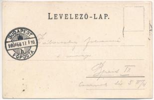 1900 Nagykároly, Carei; Szecessziós fémes hatású fóliás képeslap. Eigner Simon kiadása / Art Nouveau...