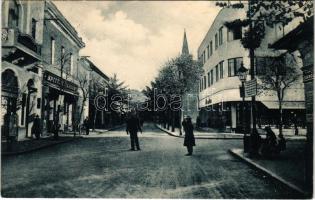 1933 Komárom, Komárno; Nádor utca, bank, Spitzer Sándor üzlete / street view, bank, shops (fl)