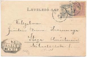 1900 Orsova, vasútállomás, Ozanic szálloda lovaskocsija. Raichl Sándor junior kiadása / railway stat...