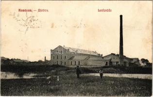 1908 Komárom, Komárnó; Újváros, Lenfonoda / spinning mill, factory (fl) + "KOMÁROM P.U."