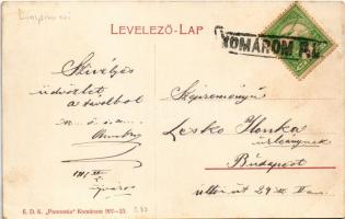 1908 Komárom, Komárnó; Újváros, Lenfonoda / spinning mill, factory (fl) + "KOMÁROM P.U."