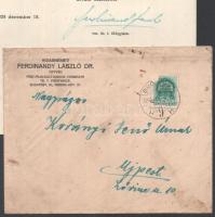 1939 Bp., hidasnémeti Ferdinandy László (1895-1973) író, ügyvéd autográf aláírással ellátott, gépelt...