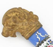 Kutyafejes pecsétnoymó festett, tüziaranyozott réz 8,5 cm