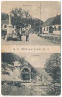 Vaskő, Moravica-Eisenstein, Ocna de Fier; Hauptplatz, Röstöfen / Fő tér, üzlet, kemencék, bánya, iparvasút. Fotogr. Carl Szabonáry / main square, shop, furnaces, mine, industrial railway (kopott sarkak / worn corners)