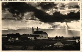 1936 Csíksomlyó, Sumuleu Ciuc; látkép, kegytemplom / general view, pilgrimage church. Aladics photo (EK)