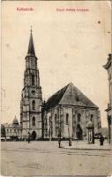 Kolozsvár, Cluj; Szent Mihály templom, hirdetőoszlop. Gombos Ferenc kiadása / church, advertising column (EK)