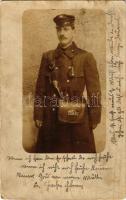 1913 Osztrák-magyar katonai postás (?) / Austro-Hungarian K.u.k. military postman (?), photo (lyuk / pinhole)