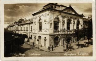 Losonc, Lucenec; Városház, Hermann Ernő és László üzlete / town hall, shops. photo (fl)
