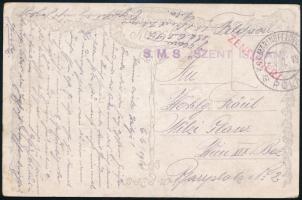 1918 Cenzúrás tábori posta képeslap Bécsbe küldve K.u.K. MARINEFELDPOSTAMT POLA , S.M.S. ,,SZENT ISTVÁN