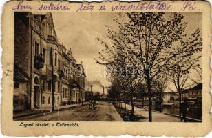 1918 Lugos, Lugoj; részlet a folyópartról, Iparbak zálogintézete. Nagel Sándor kiadása / riverside, pawn shop of the bank (szakadás / tear)