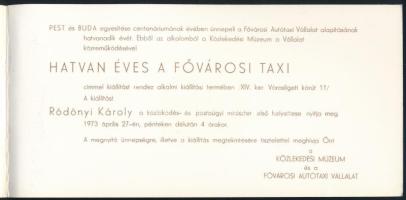 1973 Hatvan éves a Fővárosi Autótaxi Vállalat (Főtaxi) kiállítási meghívó