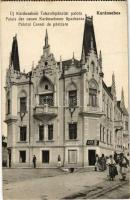 1915 Karánsebes, Caransebes; Új karánsebesi takarékpénztár palota, Schön üzlete / Palatul Cassei de pastrare / savings bank, shop + "K. k. Lst. Arb. Atlg. Nr. 2/1." (EK)