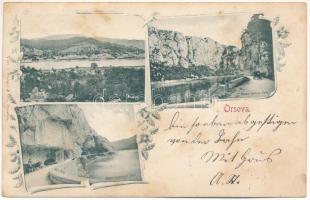 1899 (Vorläufer) Orsova, Kazán-szoros dubovai rész, Széchenyi emléktábla / Cazane / Kazan-Dubova Ecke, Széchenyi Tafel / gorge, monument. Art Nouveau, floral (fl)