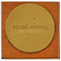 1975. "MÁV Pártértekezlet" egyoldalas bronz emlékérem fa talapzaton, hátoldalán névre szól...